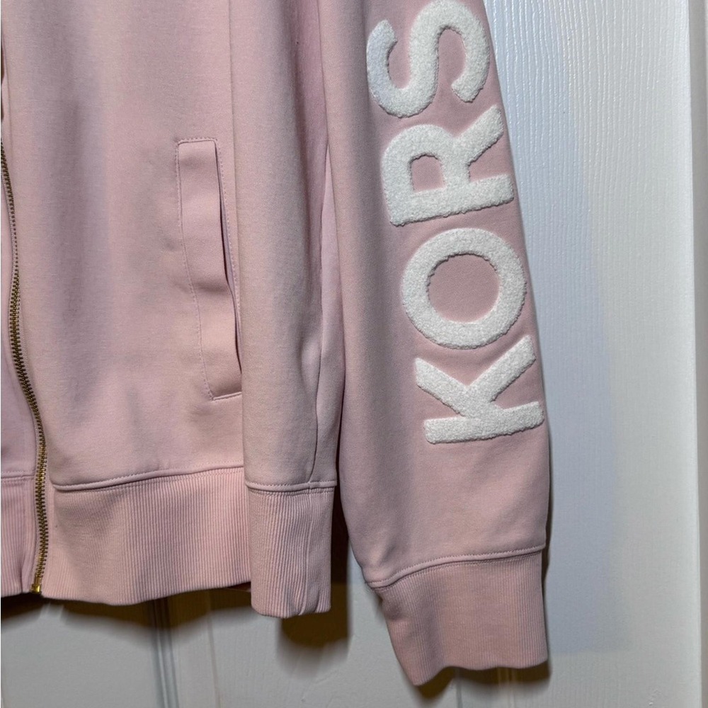 Michael Kors Light Pink Hoodie with Gold Zipper‎ Women's Med - Picture 2 of 5